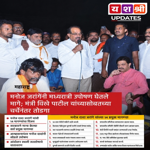 मनोजदादा जरांगे-पाटील यांचा मोठा विजय; सरकारने मागण्या मान्य केल्यानंतर उपोषण सोडले